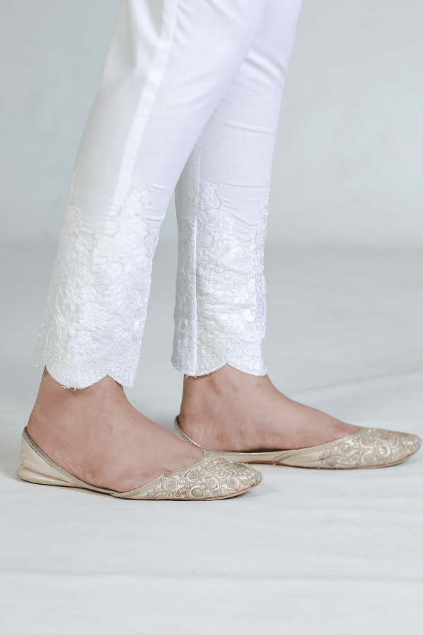 Women Stitched Trouser  White Color SFT-050