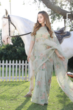 Organza Printed Stitched Saree SSA807OW (D)
